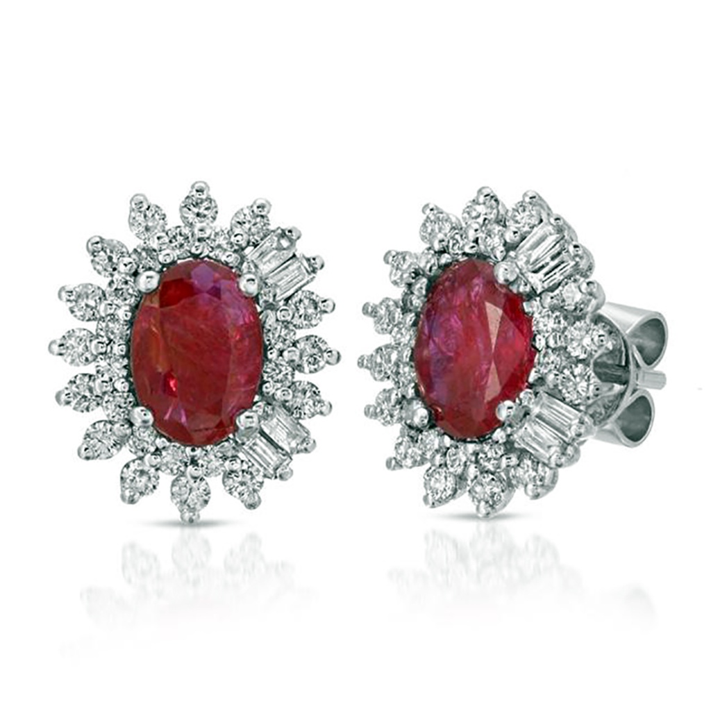 14k White Gold 088 Ct Diamonds  169 Ct Ruby Stu